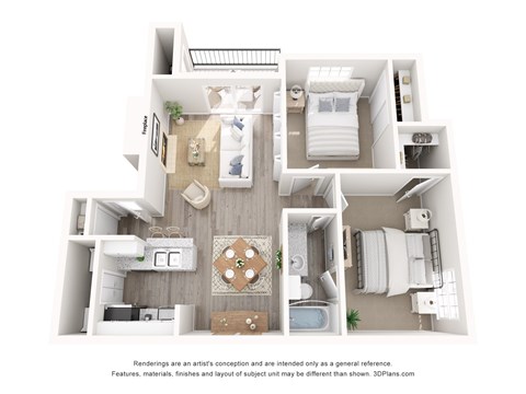 Floor plan for 2 beds, 1 bath, 841 sqft
